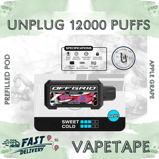 Vapetape Unplug/Offgrid 12000 Puffs disposable vape - Apple Grape