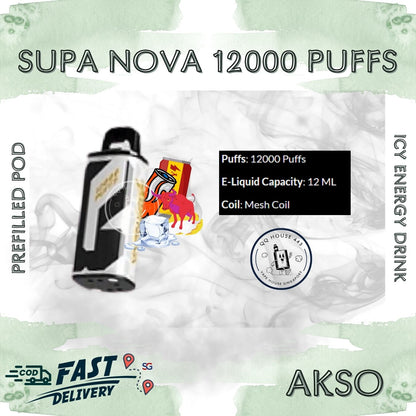 Ice Energy Drink Akso Supa Nova 12000 Puffs prefilled pod disposable vape
