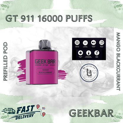 Mango Blackcurrant prefilled pod | Geekbar GT 911 16000 puffs | Disposable vape Singapore sold by SG VAPE HOUSE QQ 443
