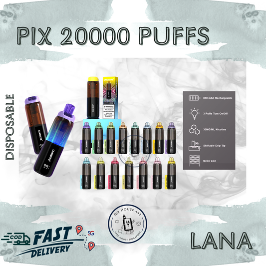 Lana Pix 20000 disposable vape with 20000 puffs and LED screen
