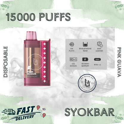 Syokbar 15000 disposable vape – Pink Guava – Buy in Singapore | SG Vape House QQ 443