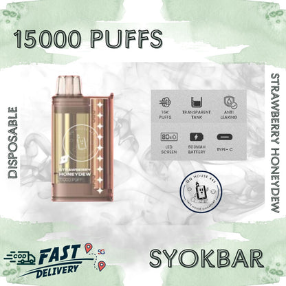 Syokbar 15000 disposable vape – Strawberry Honeydew – Buy in Singapore | SG Vape House QQ 443