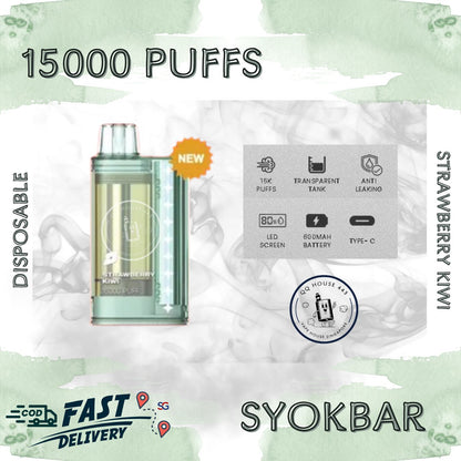 Syokbar 15000 disposable vape – Strawberry Kiwi – Buy in Singapore | SG Vape House QQ 443